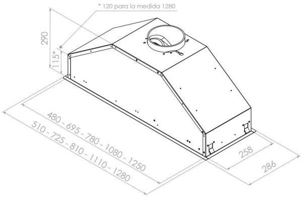 вытяжка Pando GTI/725 INOX V.1050 ECO SEC PLUS