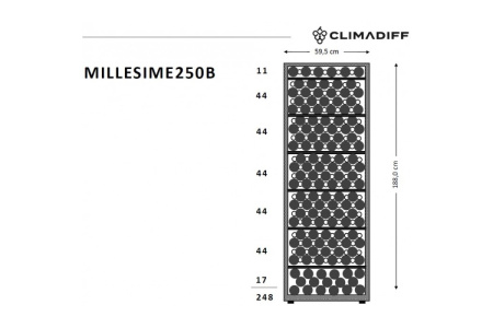 Монотемпературный винный шкаф Climadiff MILLESIME250B