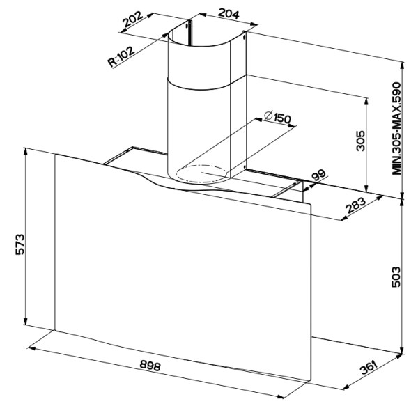 Вытяжка Faber настенная VEIL WH A90