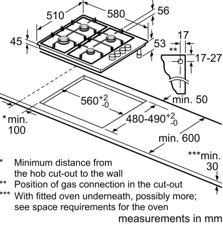 Варочная панель газовая Bosch PBP6C6B82Q