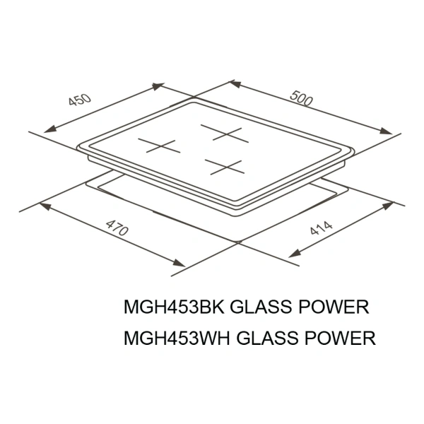 Газовая варочная панель Meferi MGH453WH GLASS POWER