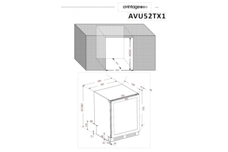 Монотемпературный винный шкаф Avintage AVU52TX1
