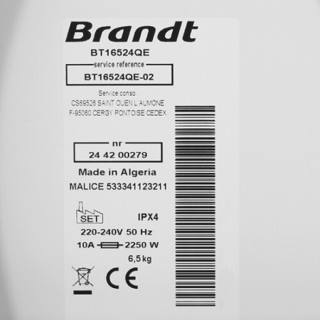 Отдельностоящая стиральная машина BRANDT BT16524QE
