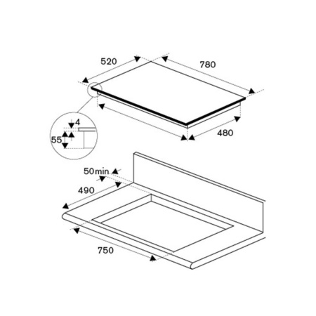 Индукционная варочная панель Bertazzoni P786IM3В2NE